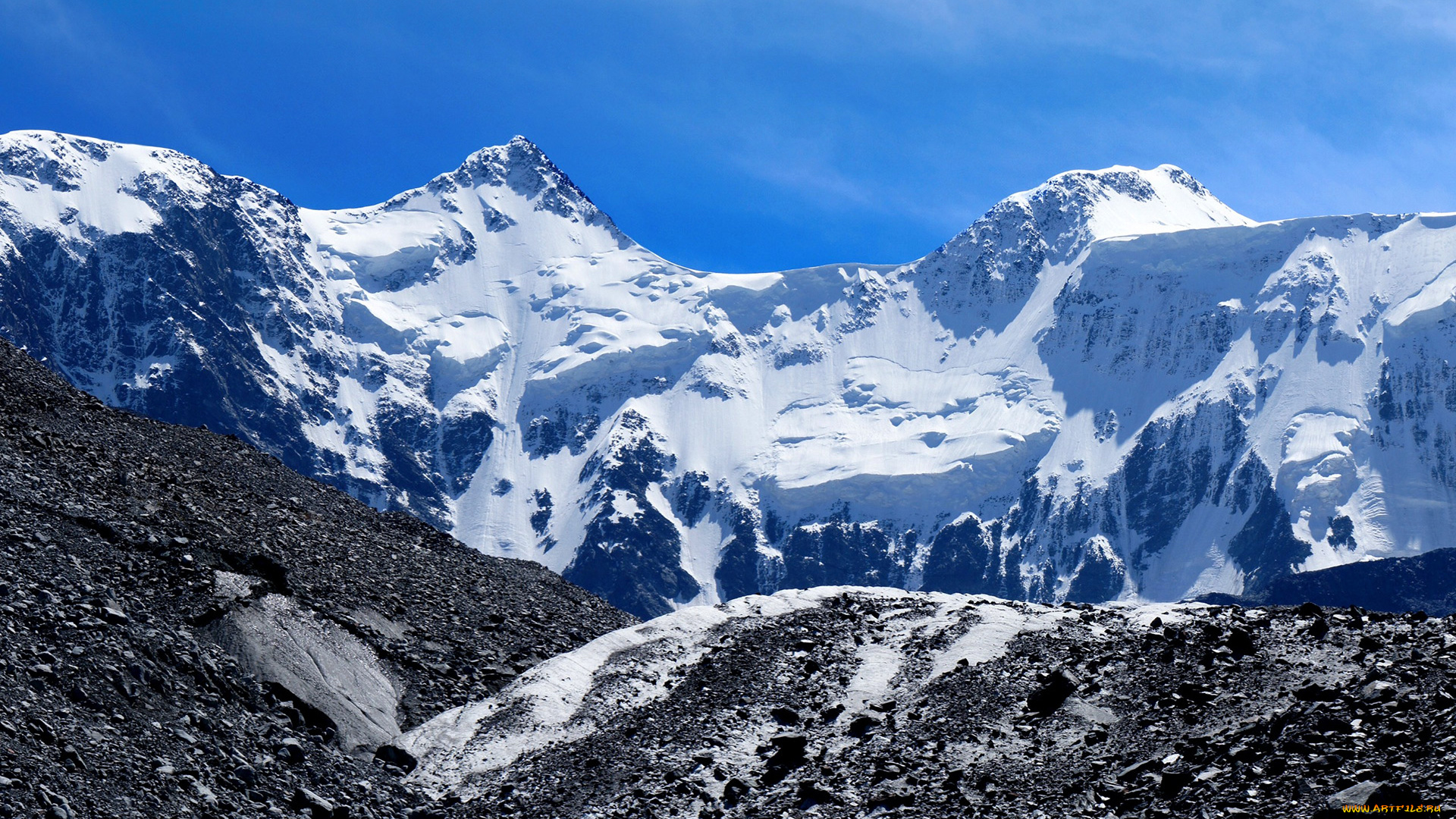 алтай, природа, горы, вид, скалы, вершина, снег