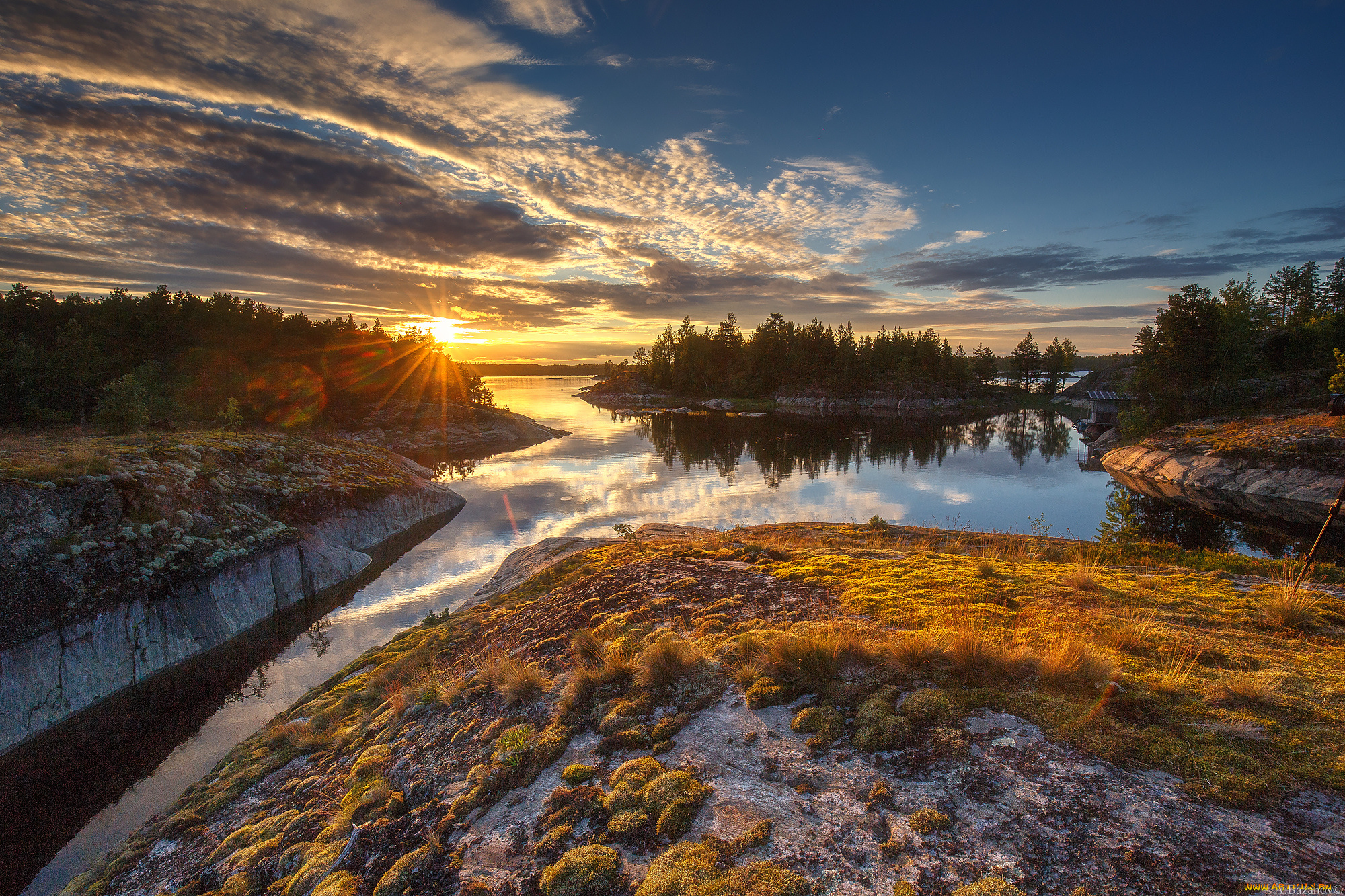 природа, восходы, закаты, закат, река, лес, облака