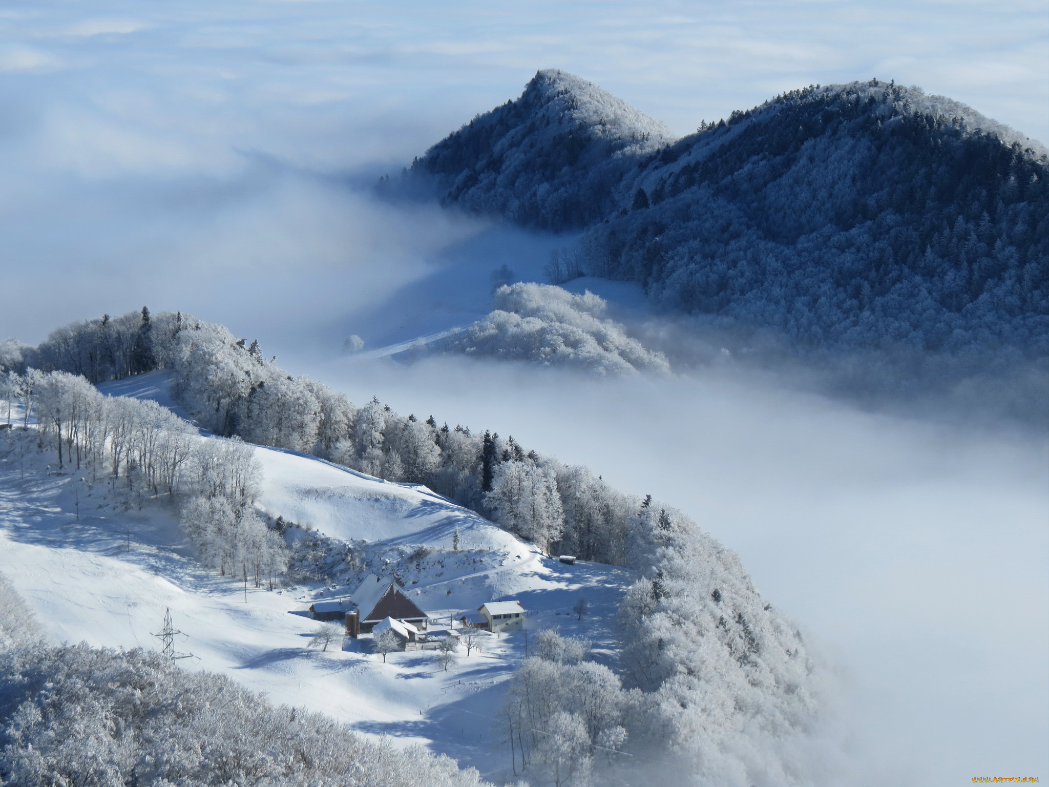 природа, горы, снег