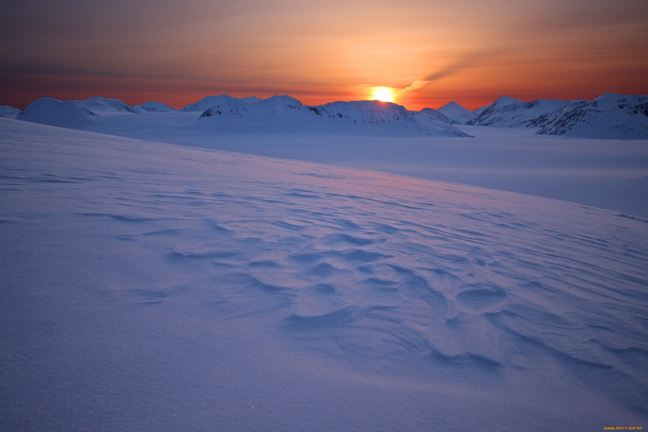 природа, восходы, закаты, снег, закат
