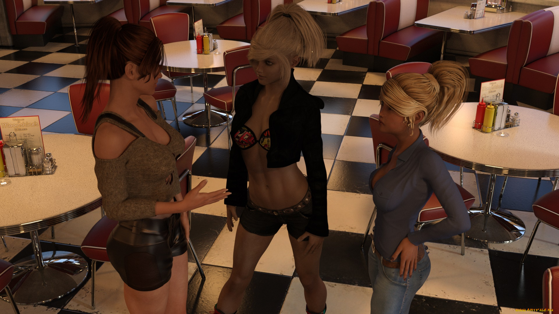 3д, графика, люди, , people, взгляд, фон, девушки