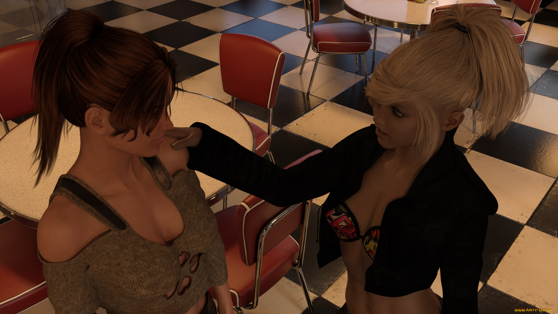 3д, графика, люди, , people, взгляд, фон, девушки