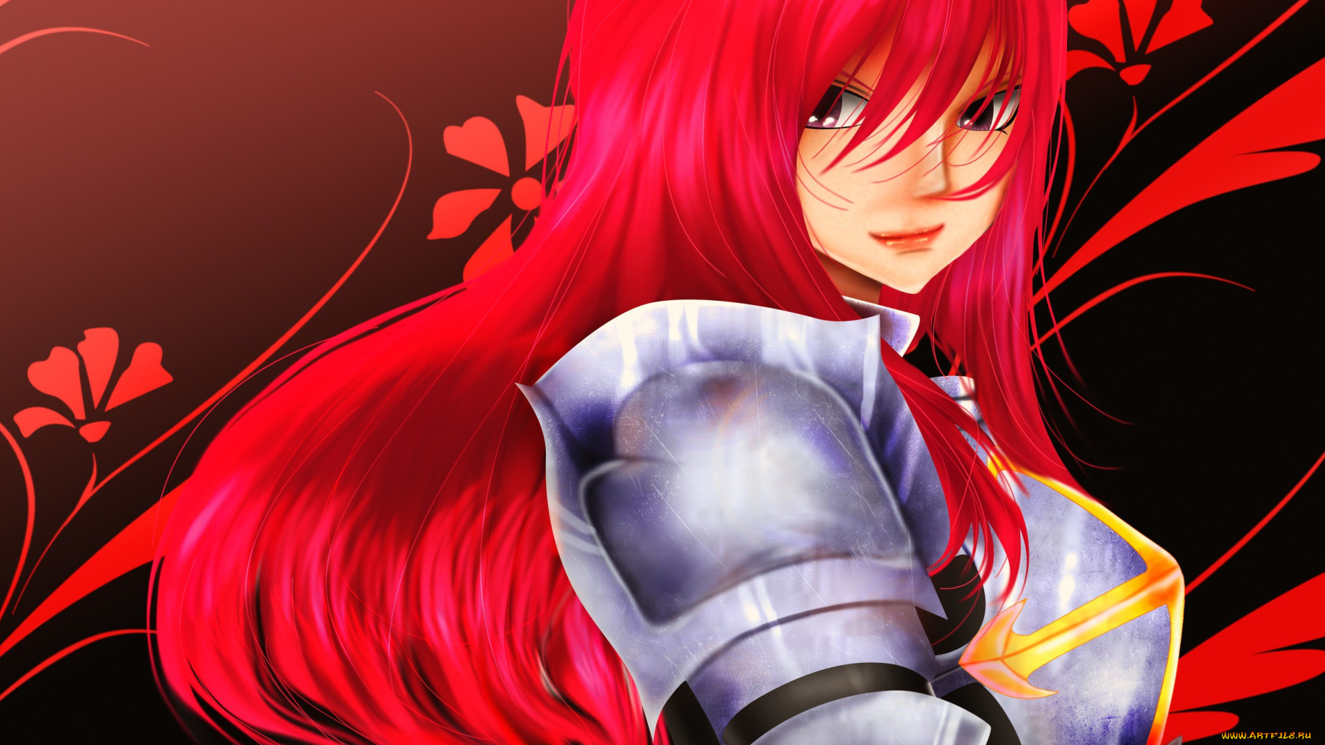 аниме, fairy, tail, девушка, взгляд, фон