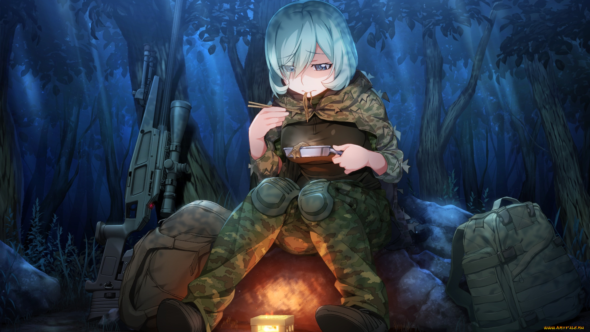 аниме, grisaia, no, kajitsu, девушка, взгляд, фон