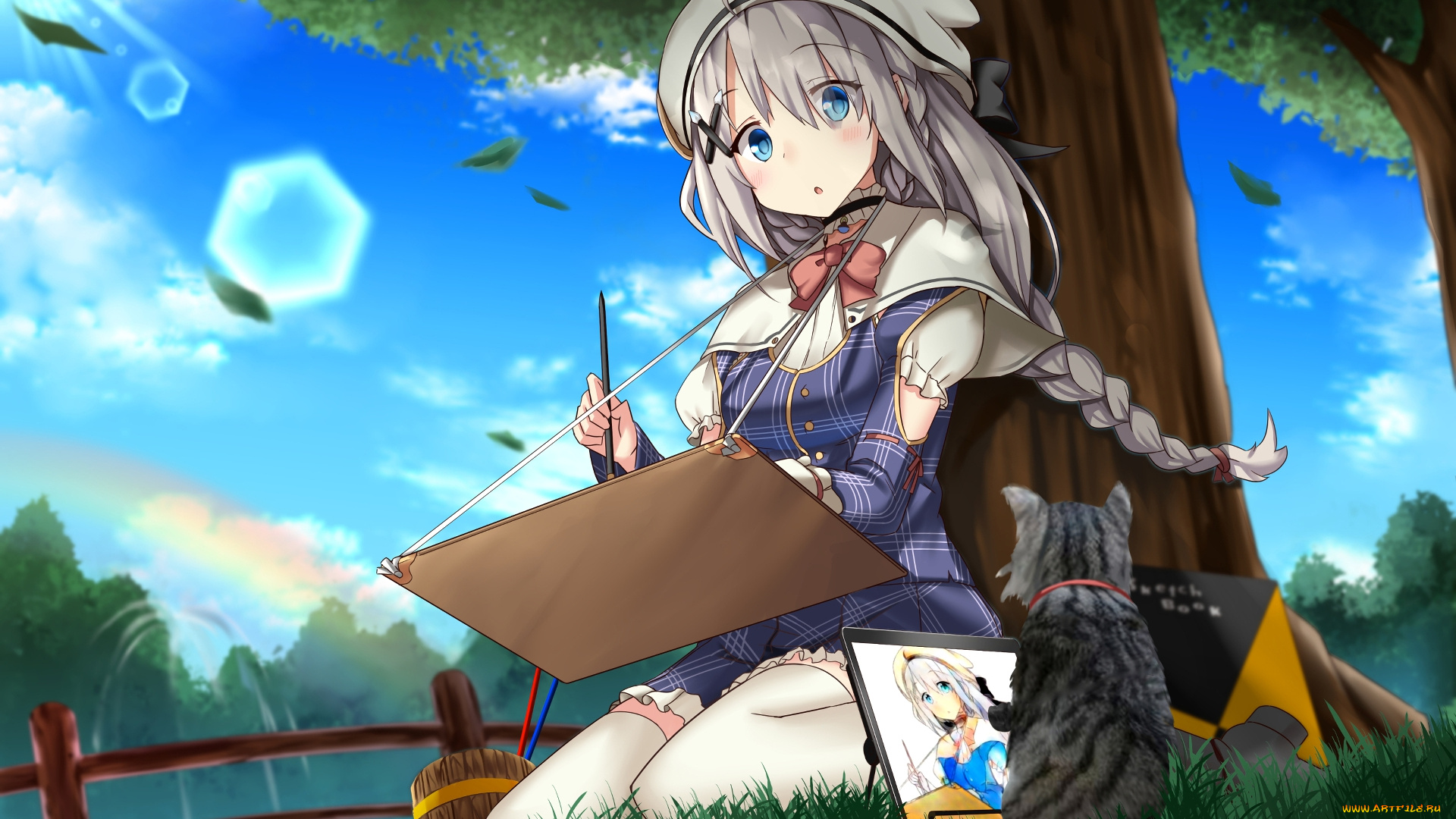 аниме, unknown, , другое, , девушка, взгляд, фон