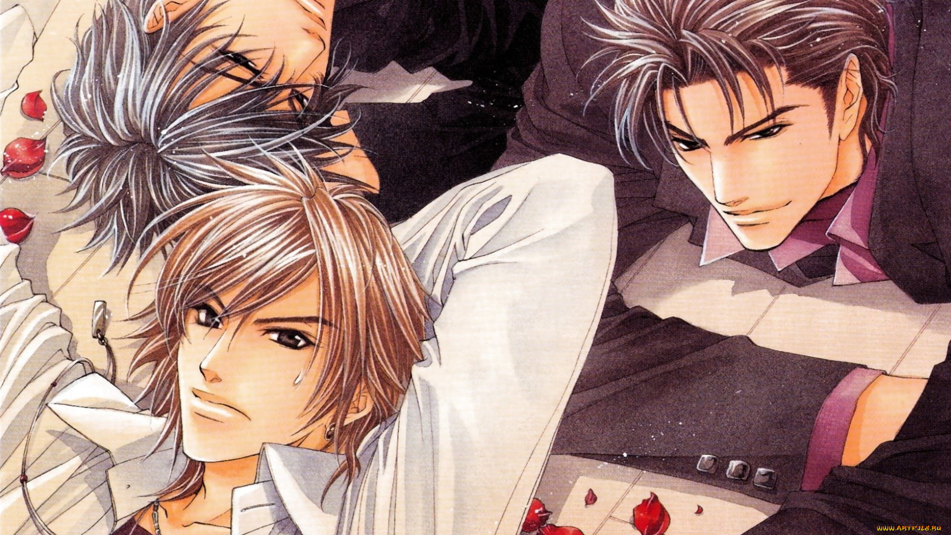 аниме, unknown, , другое, , лепестки, парни, братья