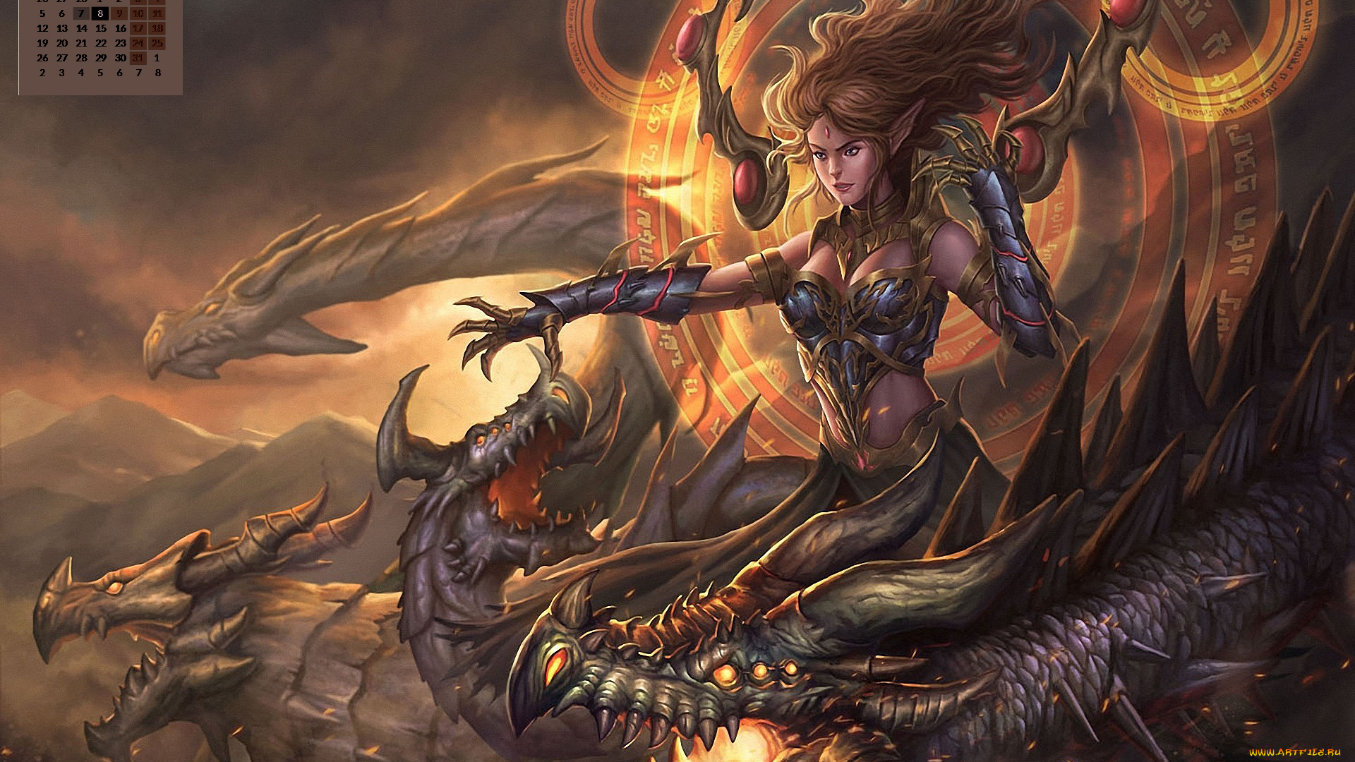 календари, фэнтези, 2018, женщина, дракон