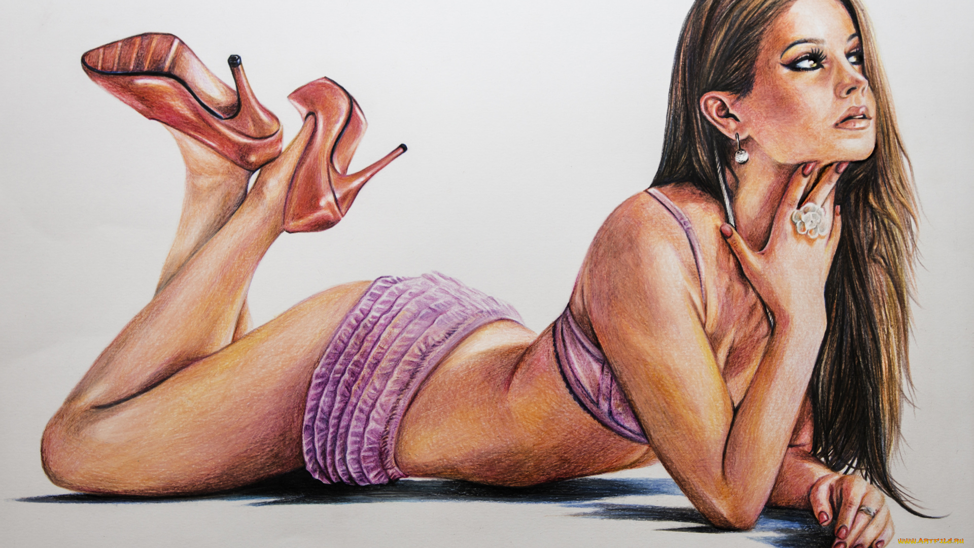 рисованное, люди, девушка, фон