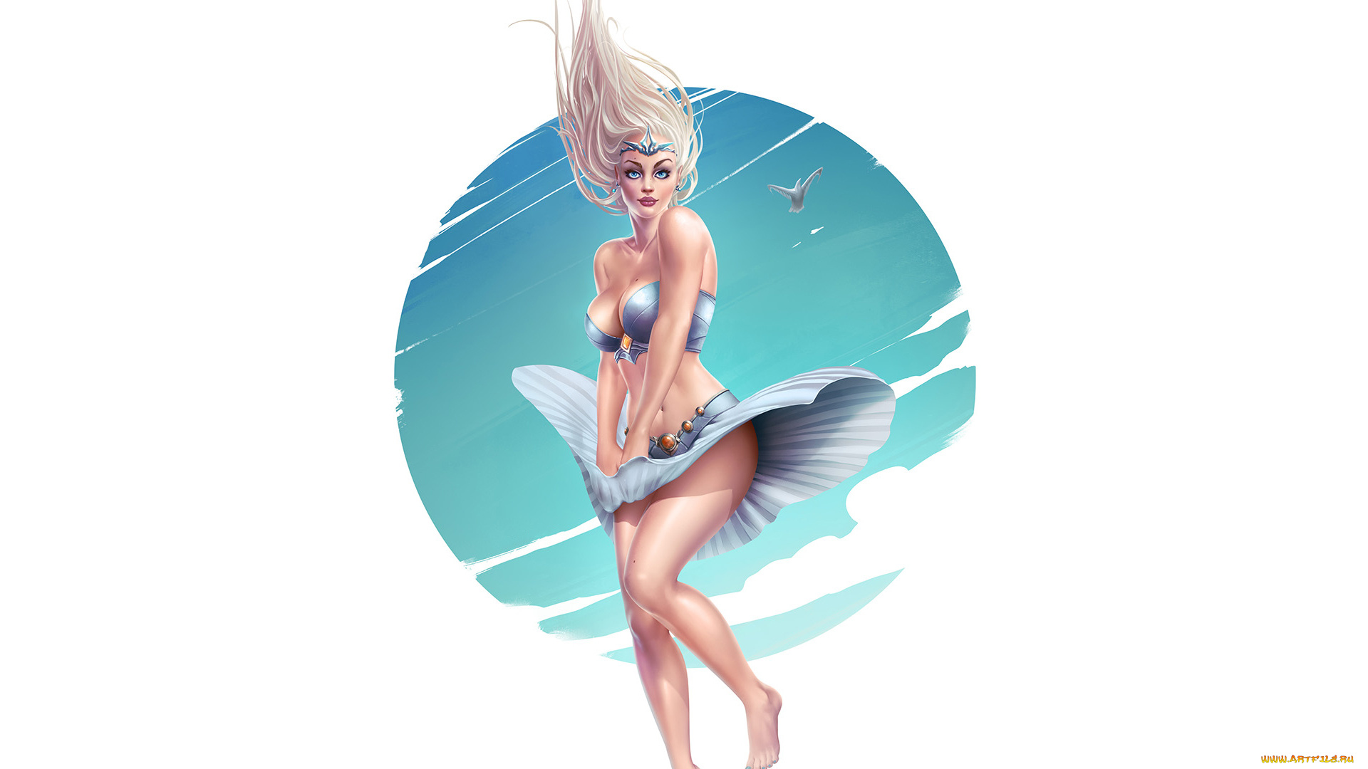 рисованное, люди, взгляд, фон, девушка