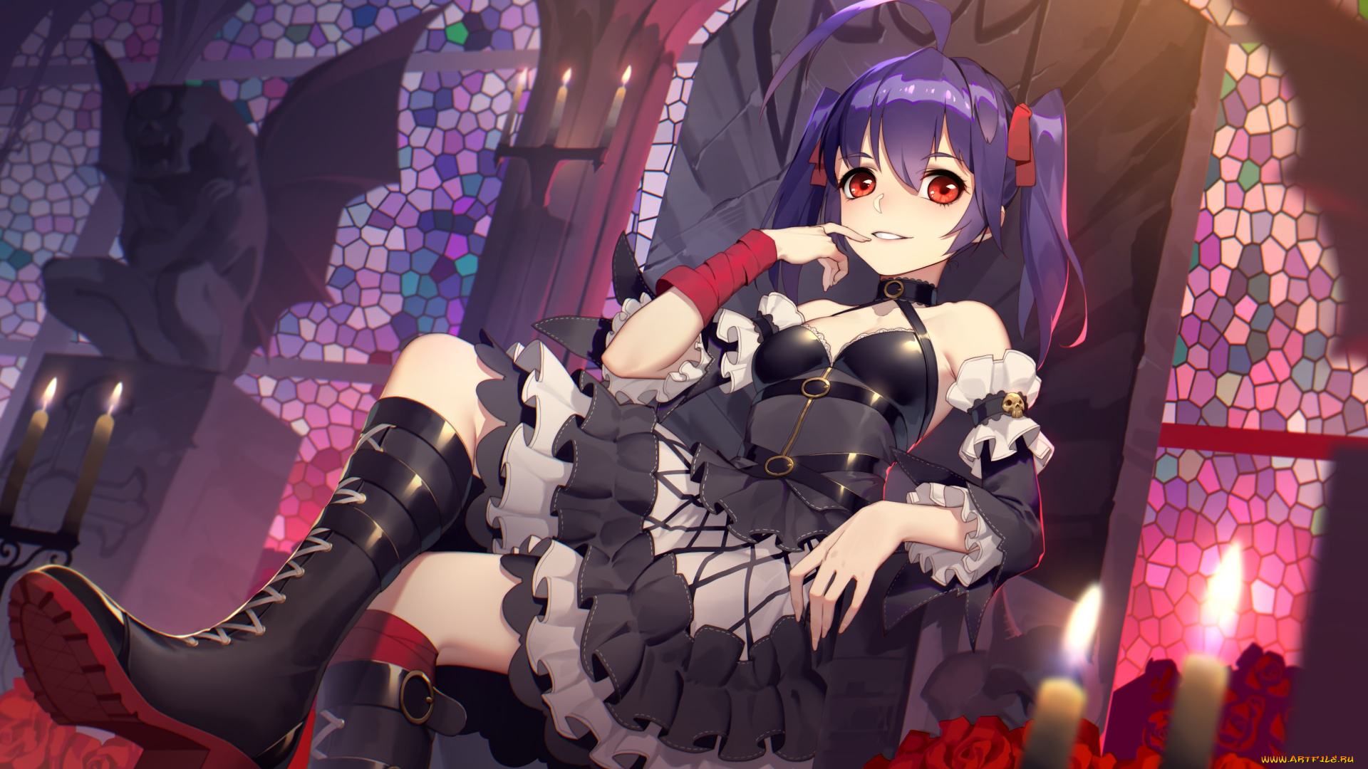 romantic, saga, of, beauty, &, devil, аниме, девушка, взгляд, фон