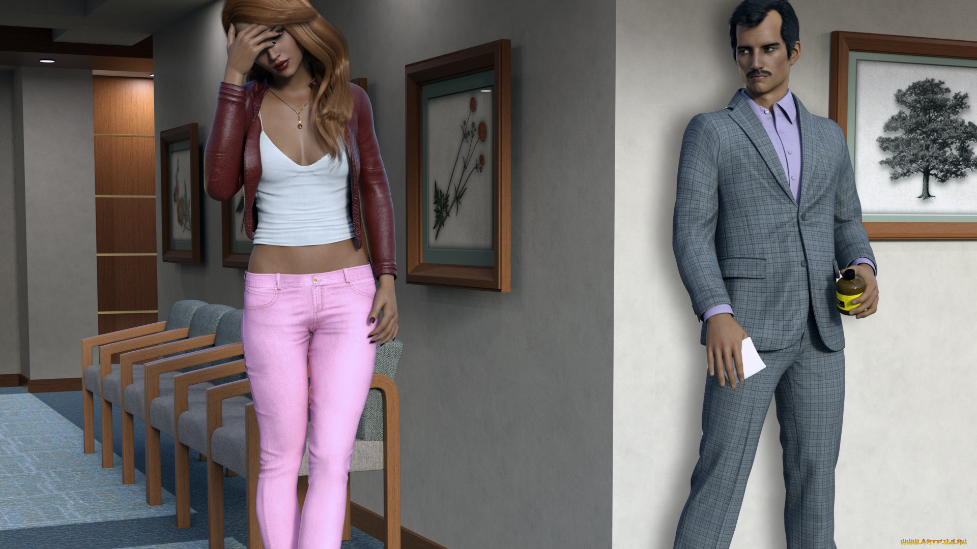 she, wolf, 3д, графика, фантазия, , fantasy, фон, взгляд, девушка