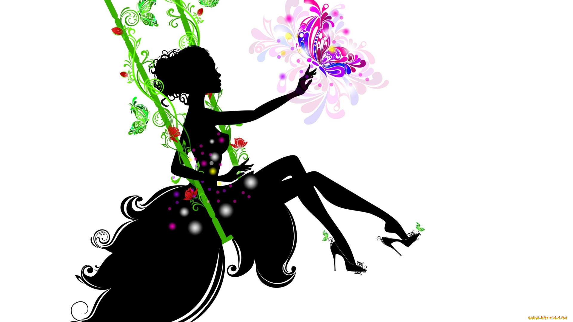 векторная, графика, девушки, , girls, девушка, фон, взгляд