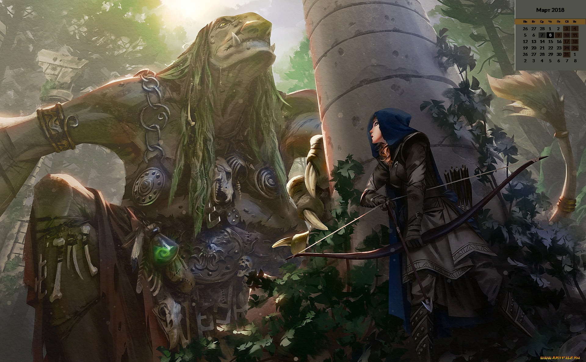 календари, фэнтези, 2018, человек, чудовище