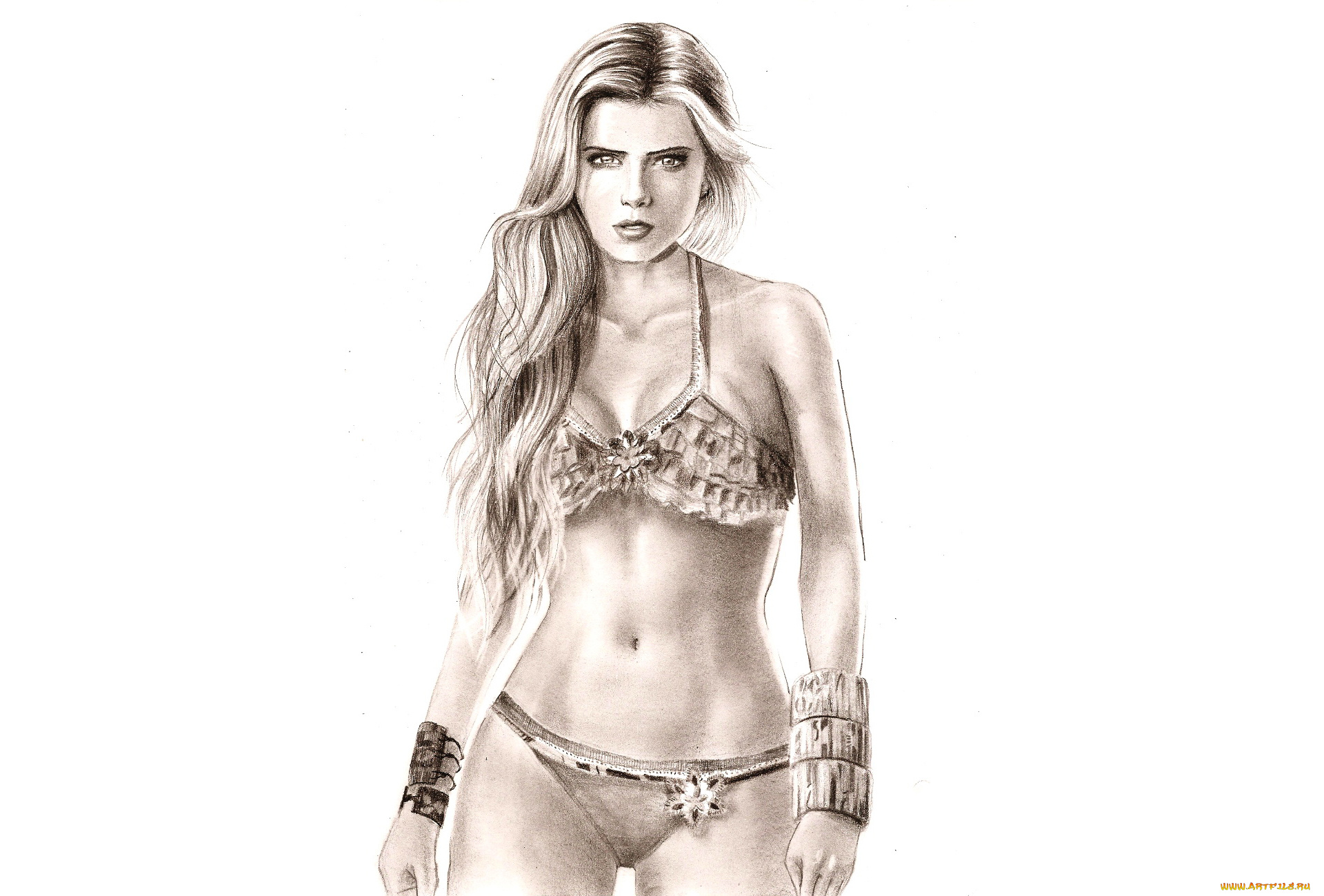 рисованное, люди, взгляд, фон, девушка