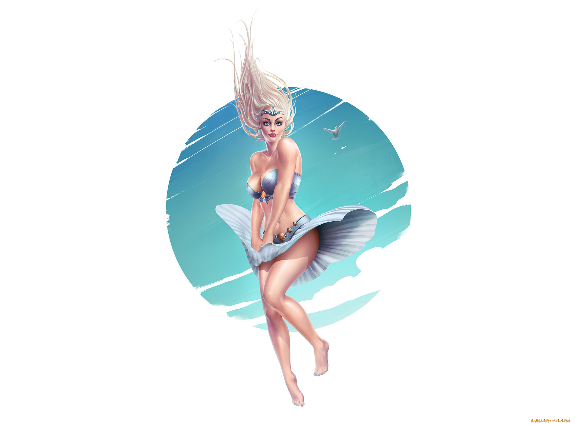 рисованное, люди, взгляд, фон, девушка