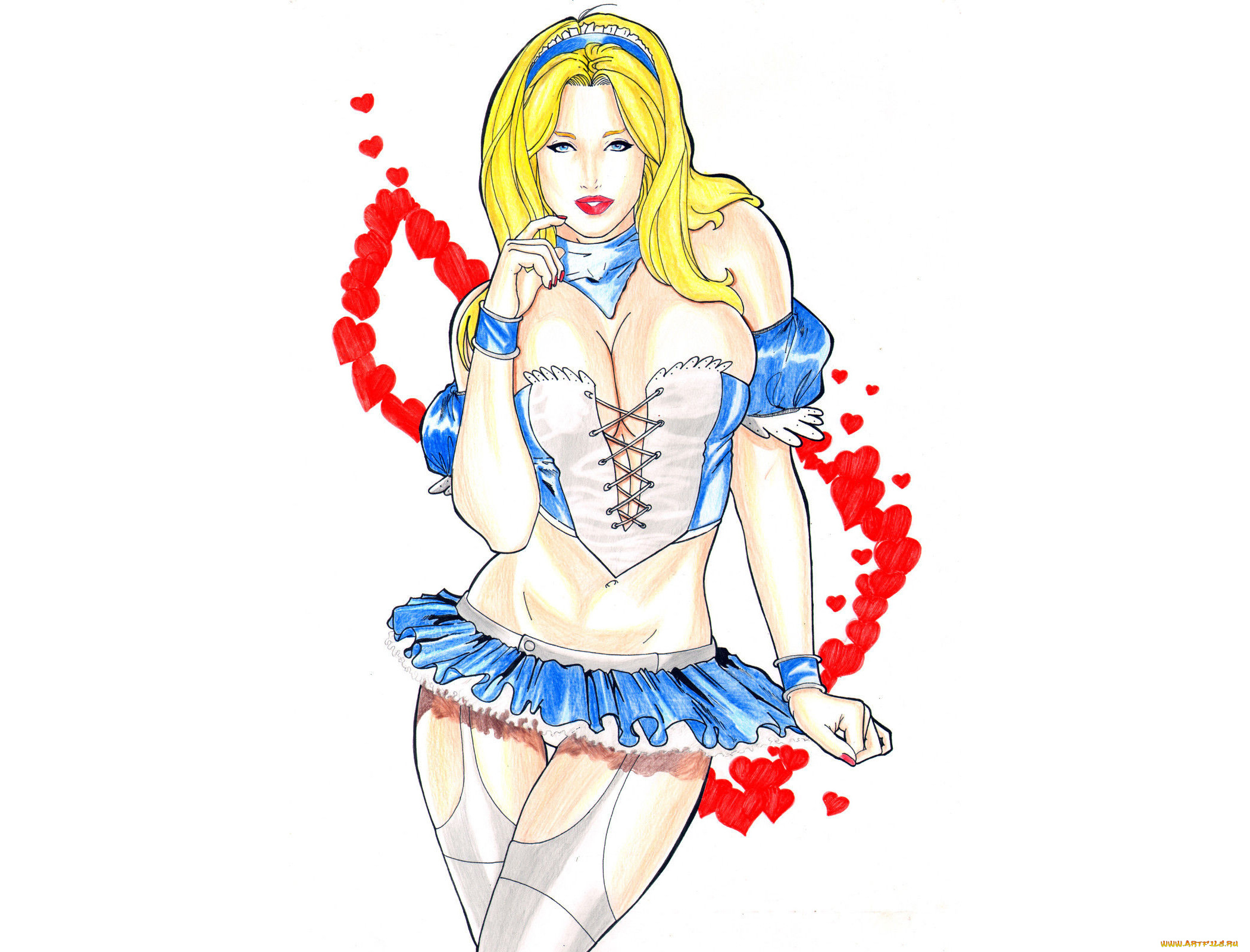 рисованное, комиксы, фон, девушка, взгляд