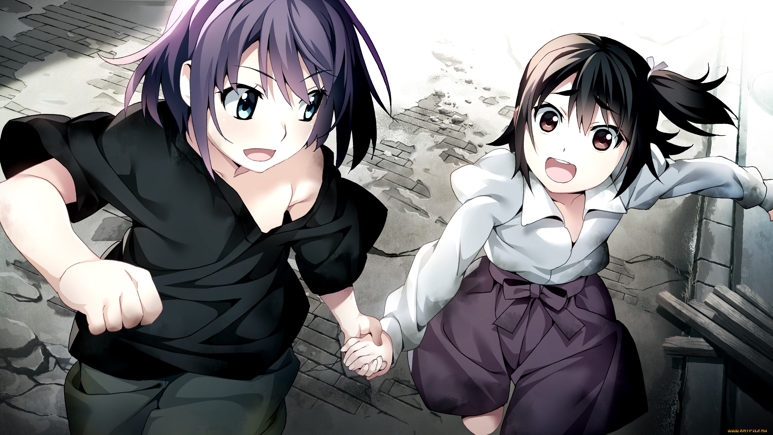 аниме, grisaia, no, kajitsu, девушки, взгляд, фон