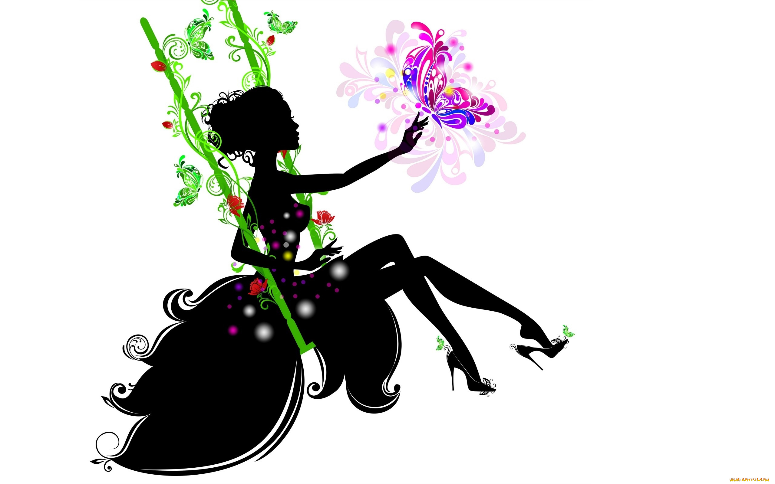 векторная, графика, девушки, , girls, девушка, фон, взгляд