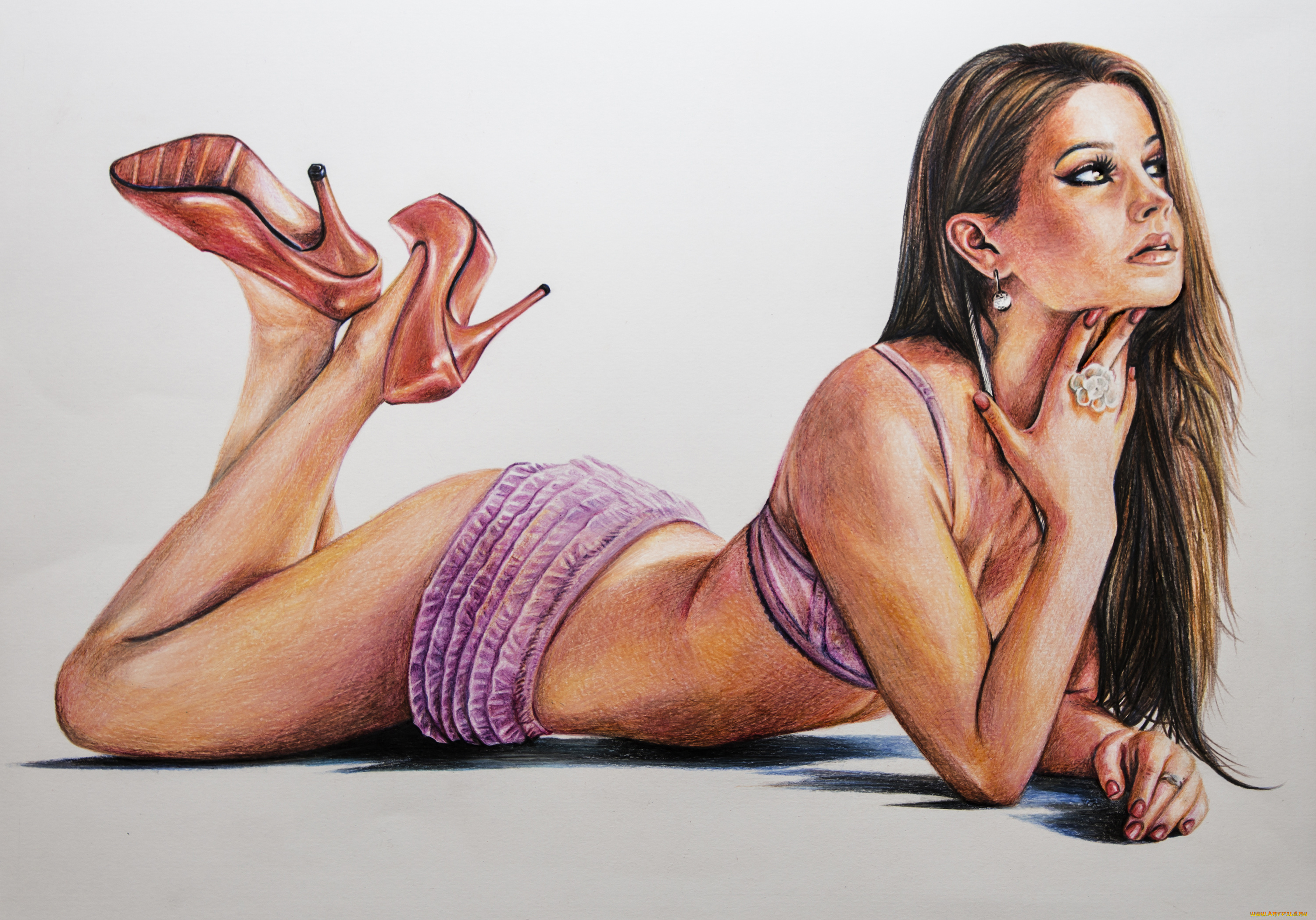 рисованное, люди, девушка, фон