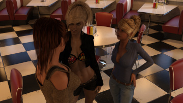 обоя 3д графика, люди , people, девушки, взгляд, фон