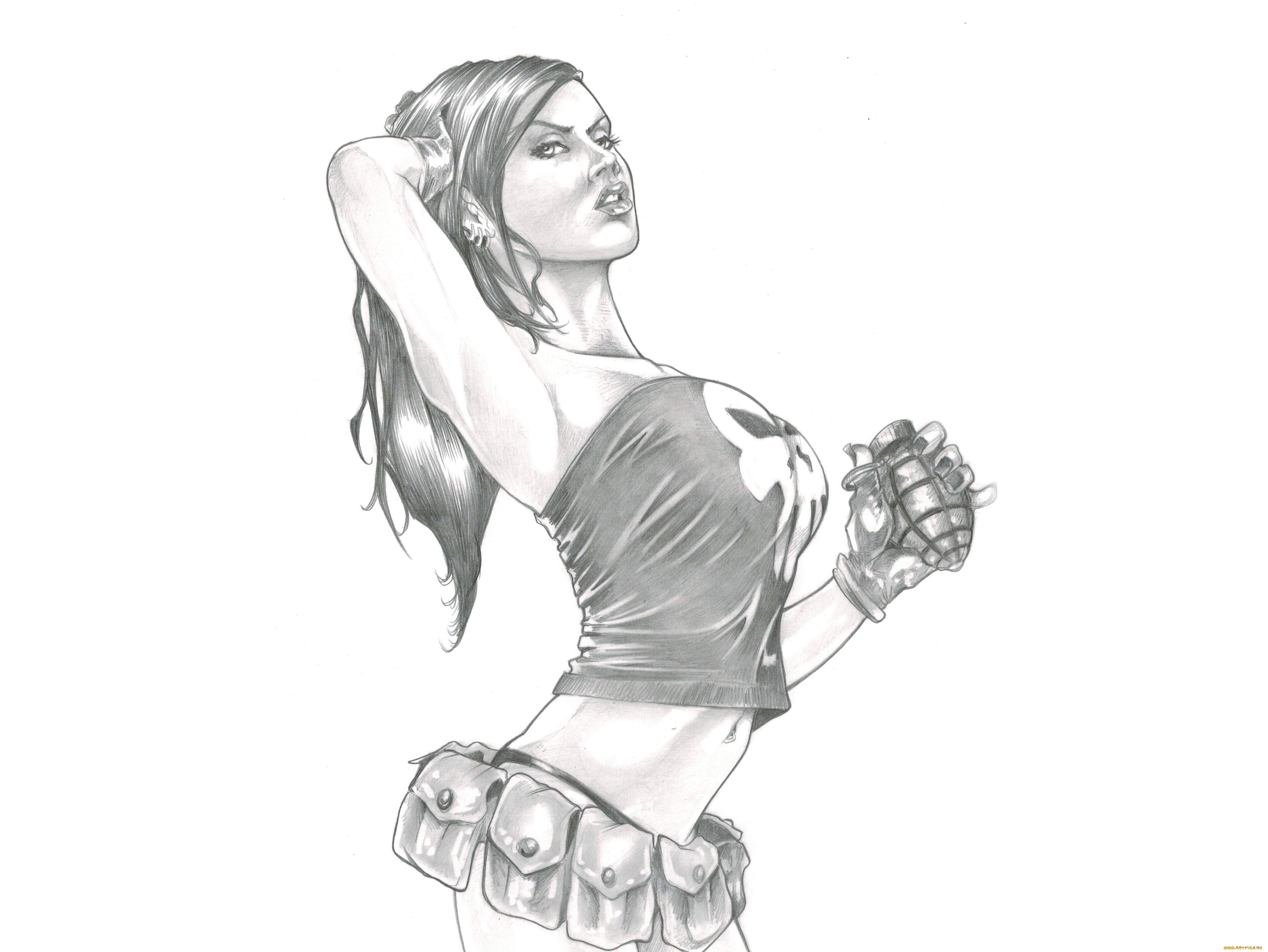 рисованное, люди, взгляд, фон, девушка