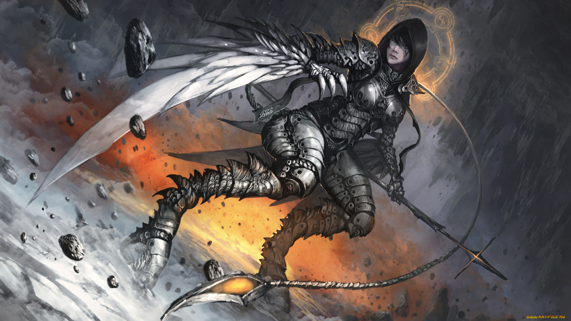 фэнтези, существа, девушка, фон, латы