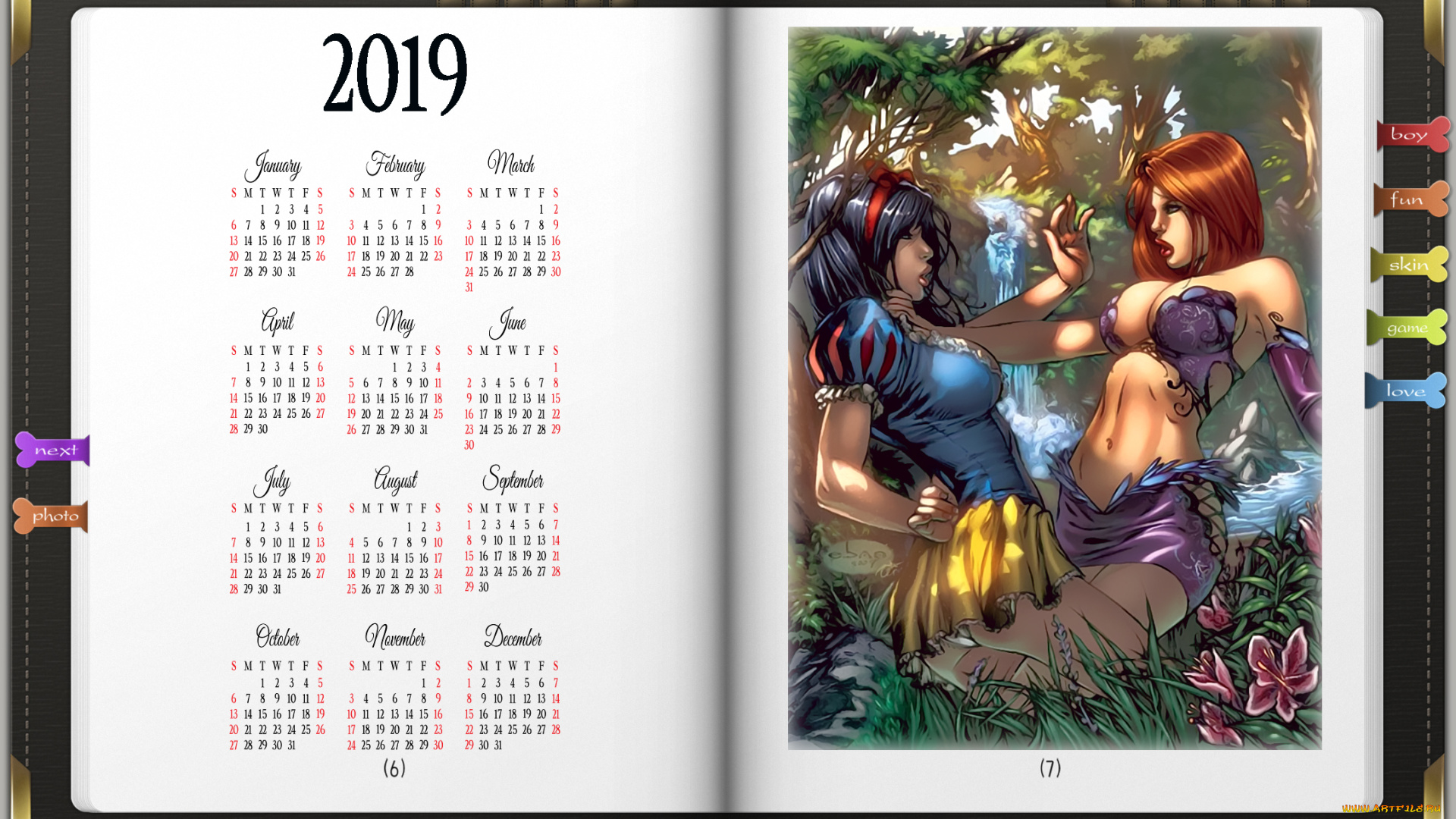 календари, фэнтези, книга, девушка, белоснежка