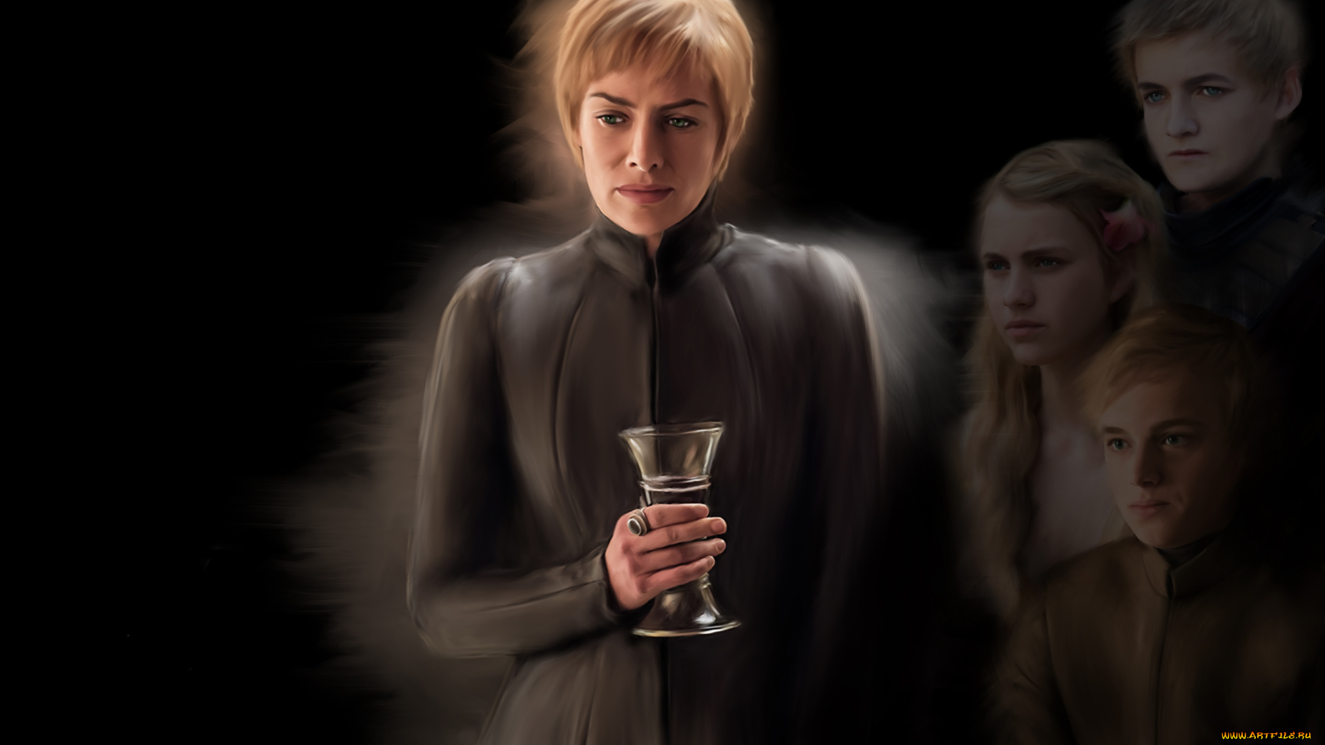 рисованное, кино, дети, бокал, фон, женщина