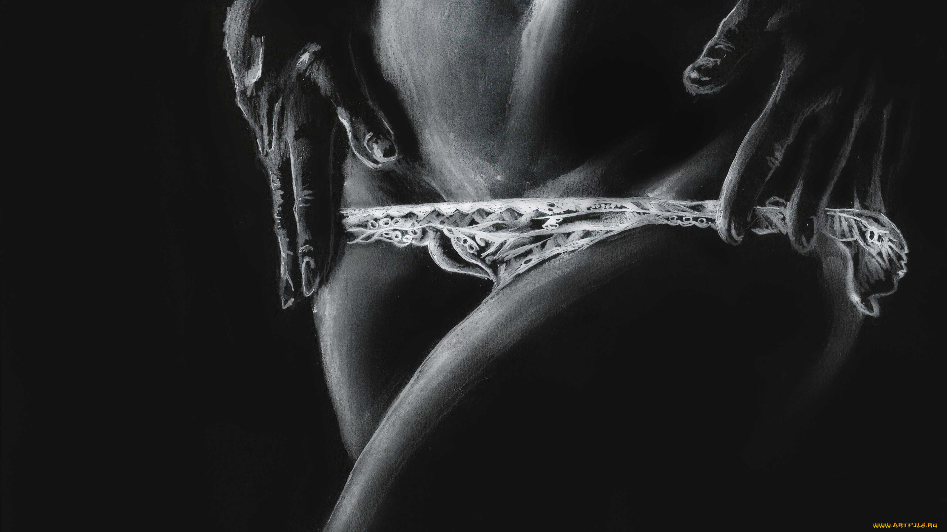 рисованное, минимализм, девушка, фон