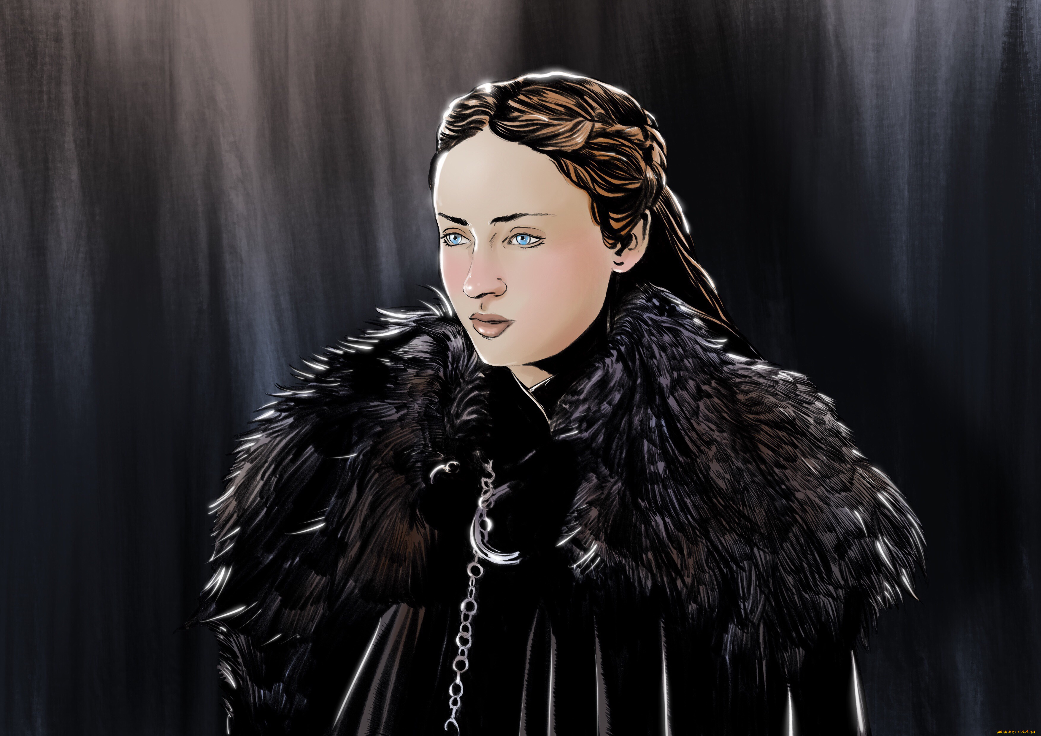 рисованное, кино, девушка, фон, взгляд