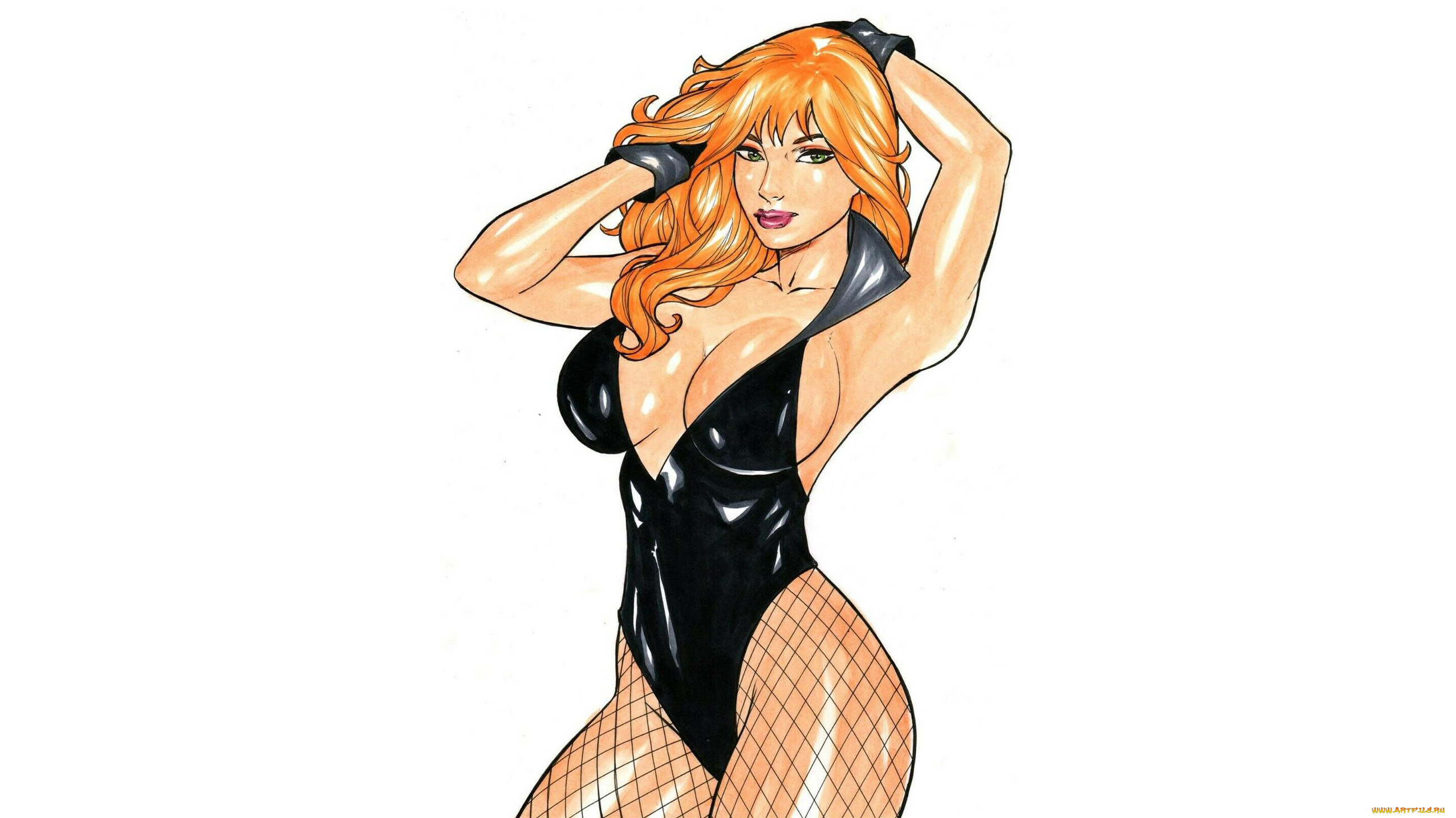 elberty, oliveira, рисованное, девушка, фон, взгляд, купальник