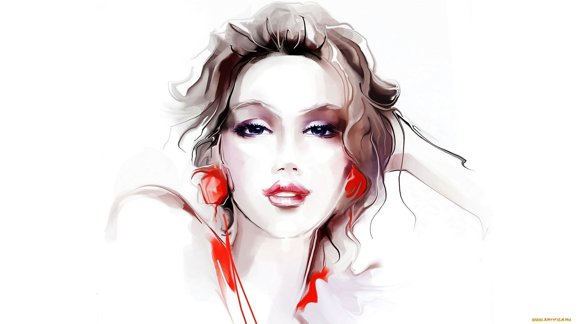 рисованное, люди, девушка, лицо, портрет