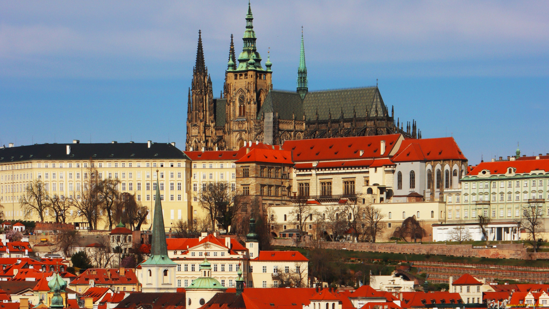 города, прага, , чехия, панорама