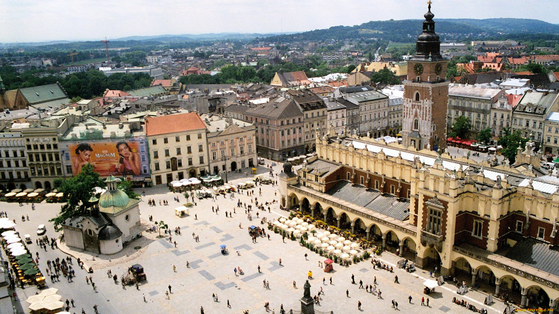 города, краков, , польша, панорама