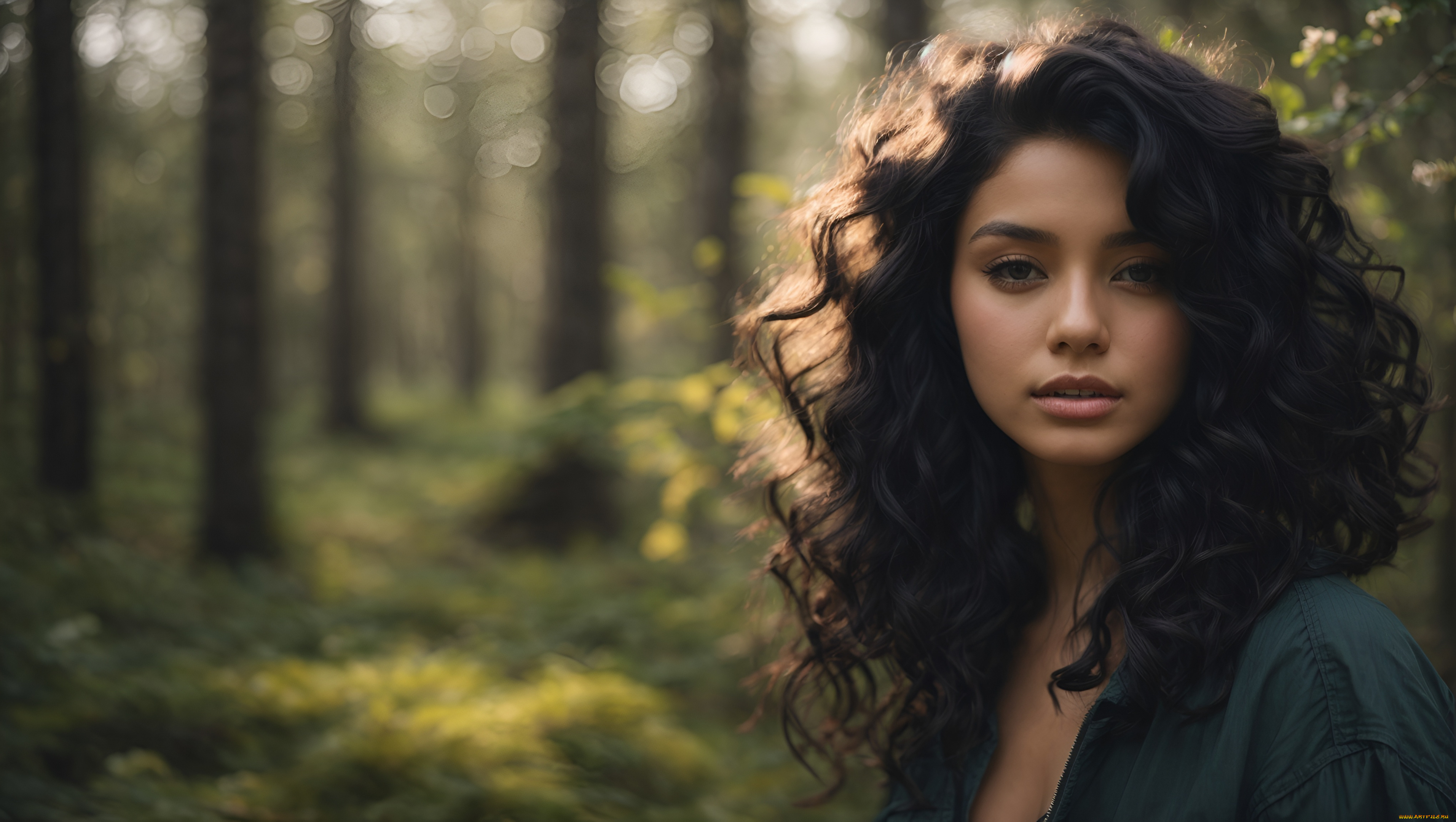 3д, графика, люди, , people, ии, искусствo, цифровое, искусство, портрет, женщины, лес, черные, волосы