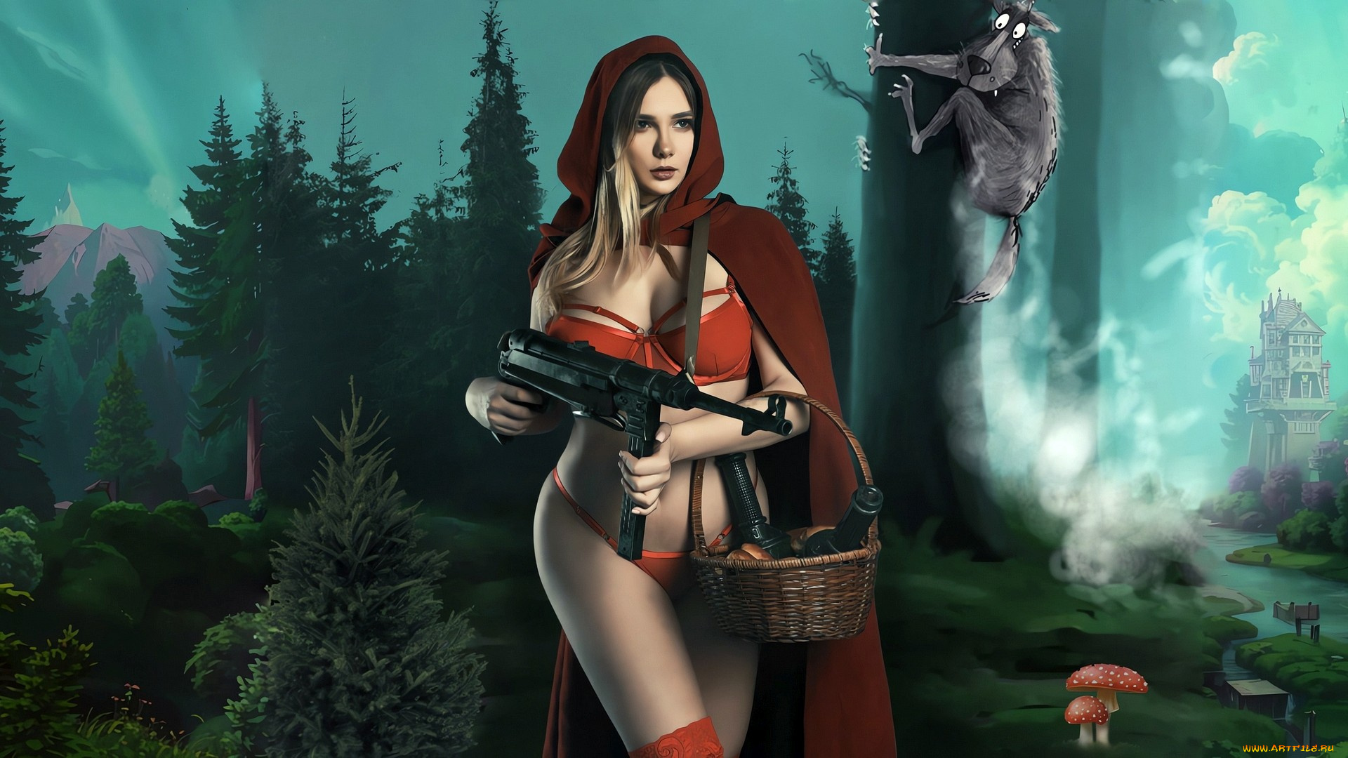 разное, компьютерный, дизайн, брутальная, красная, шапочка