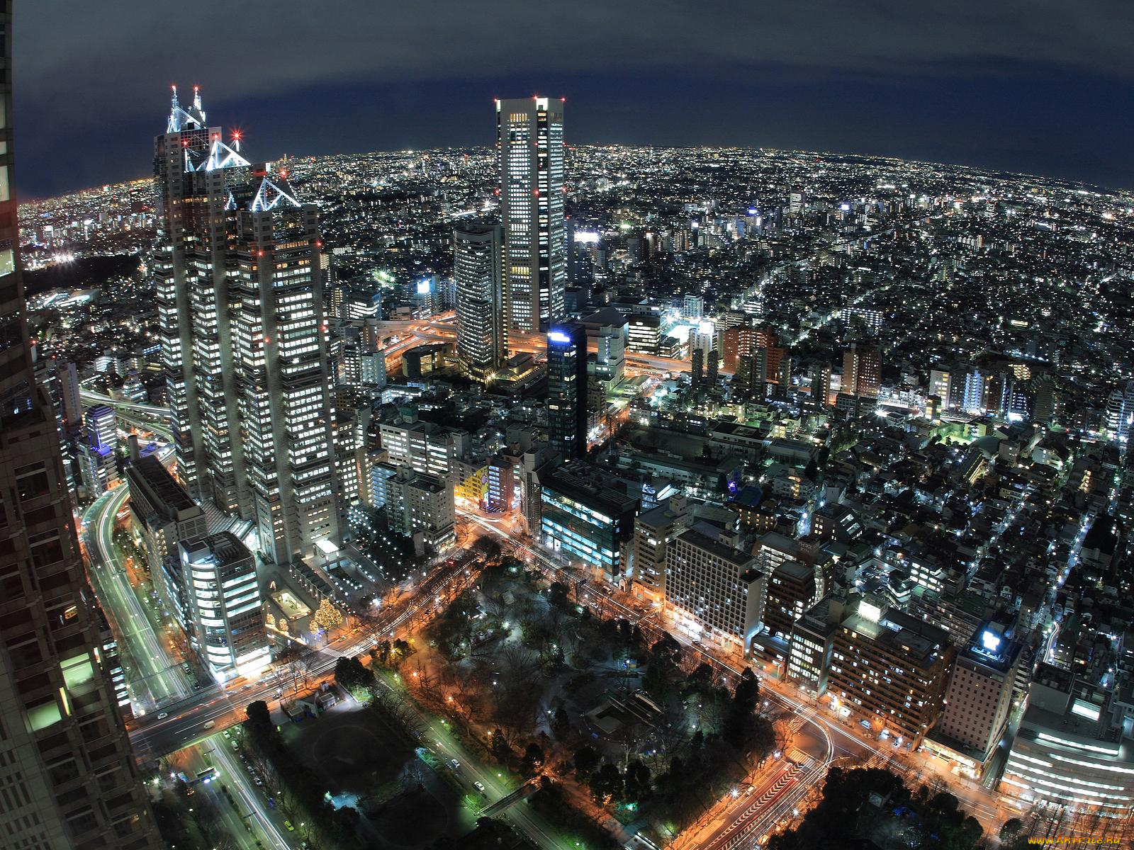 города, огни, ночного