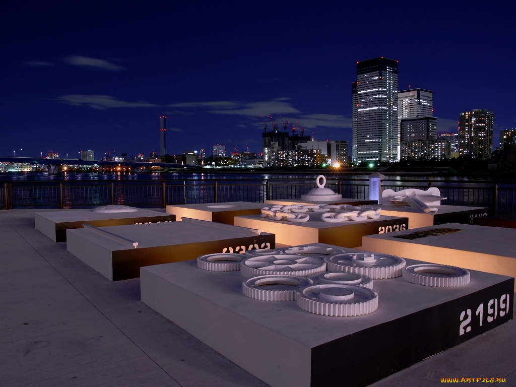 города, огни, ночного