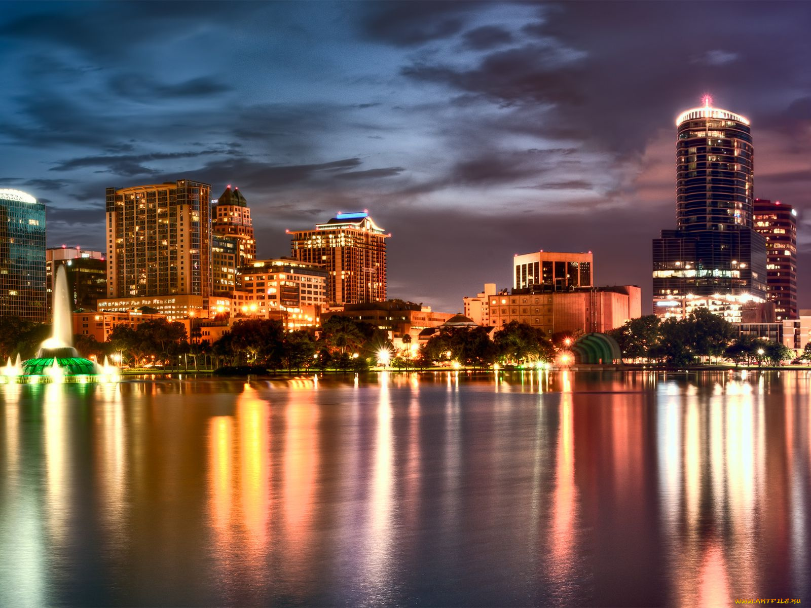 orlando, города, огни, ночного