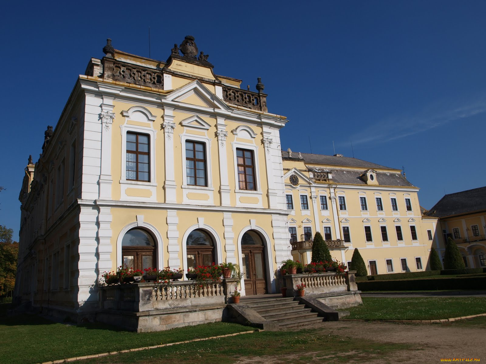 лиса, над, лабем, города, здания, дома, Чехия