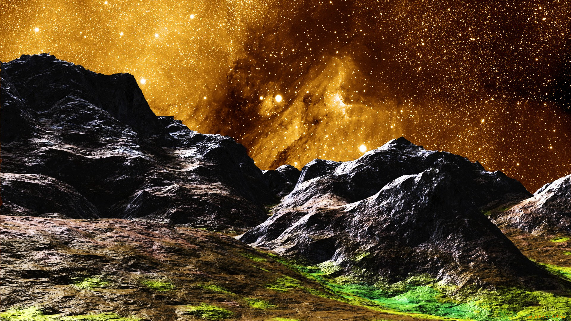 3д, графика, nature, landscape, природа, горы