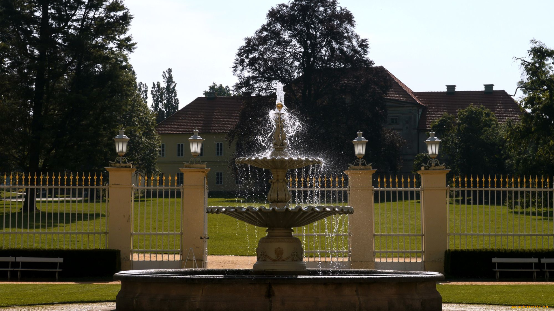 города, фонтаны, Чехия