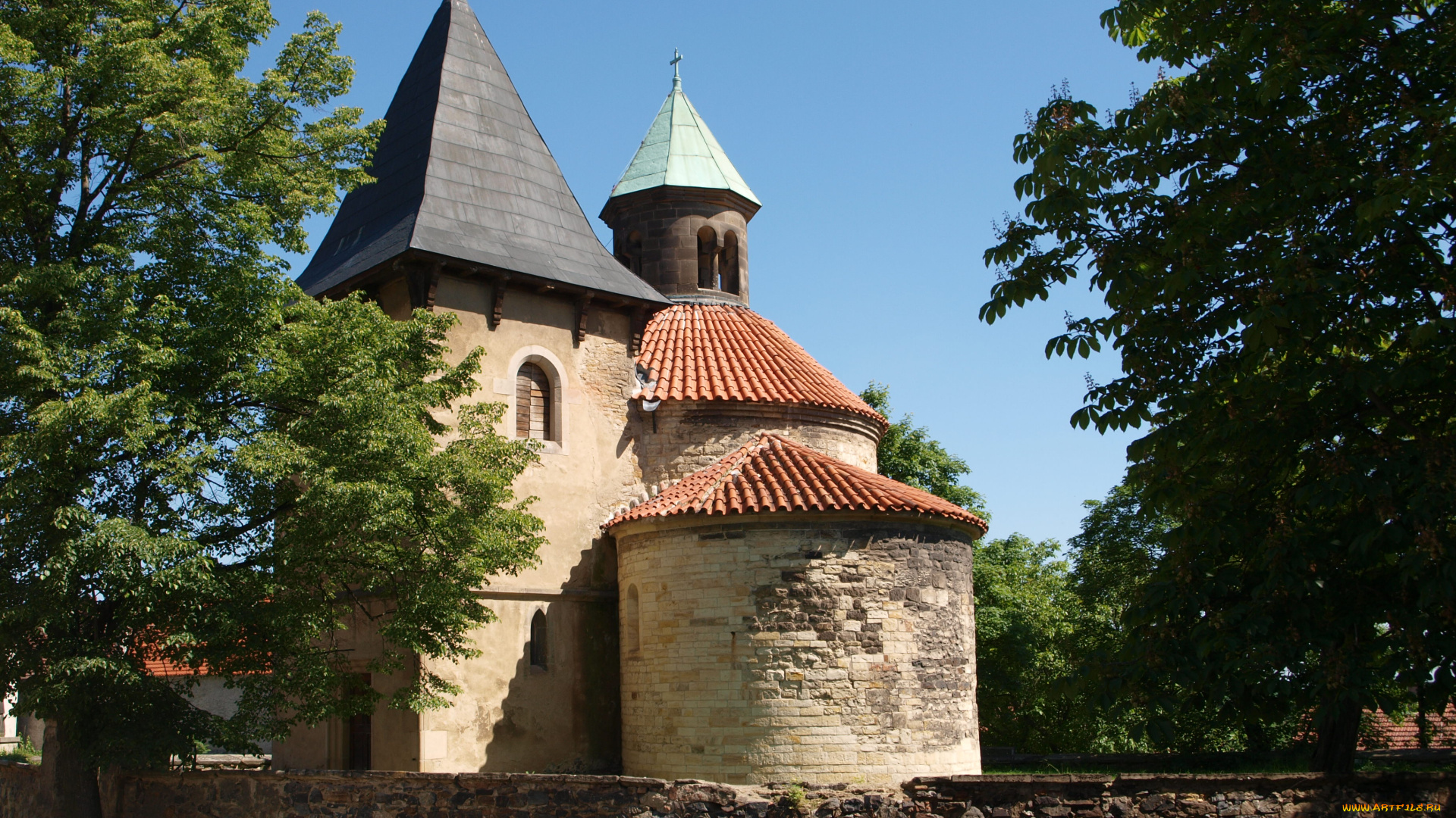 ротонда, рождения, девы, марии, города, католические, соборы, костелы, аббатства, Чехия