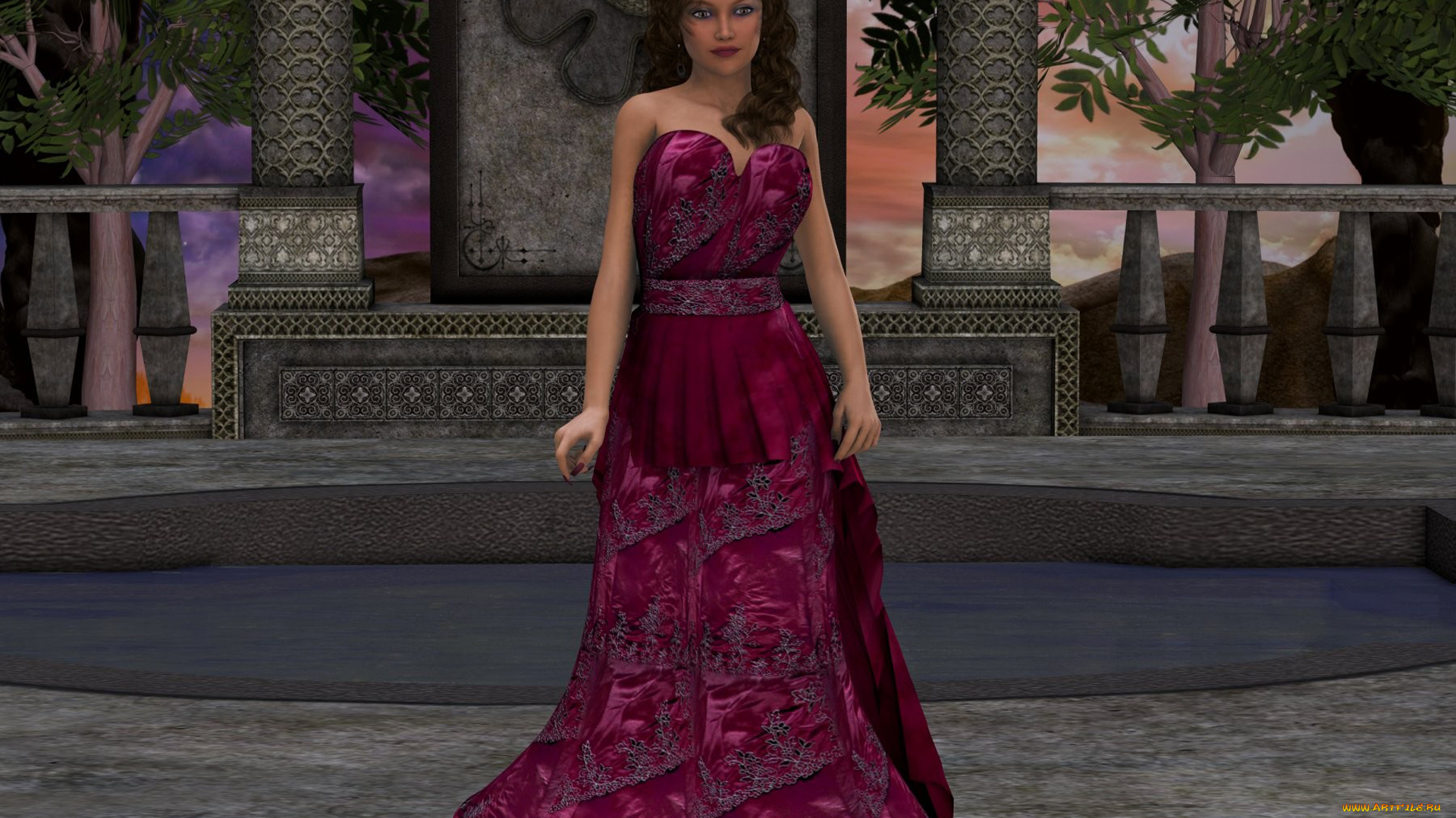 3д, графика, people, люди, платье, девушка