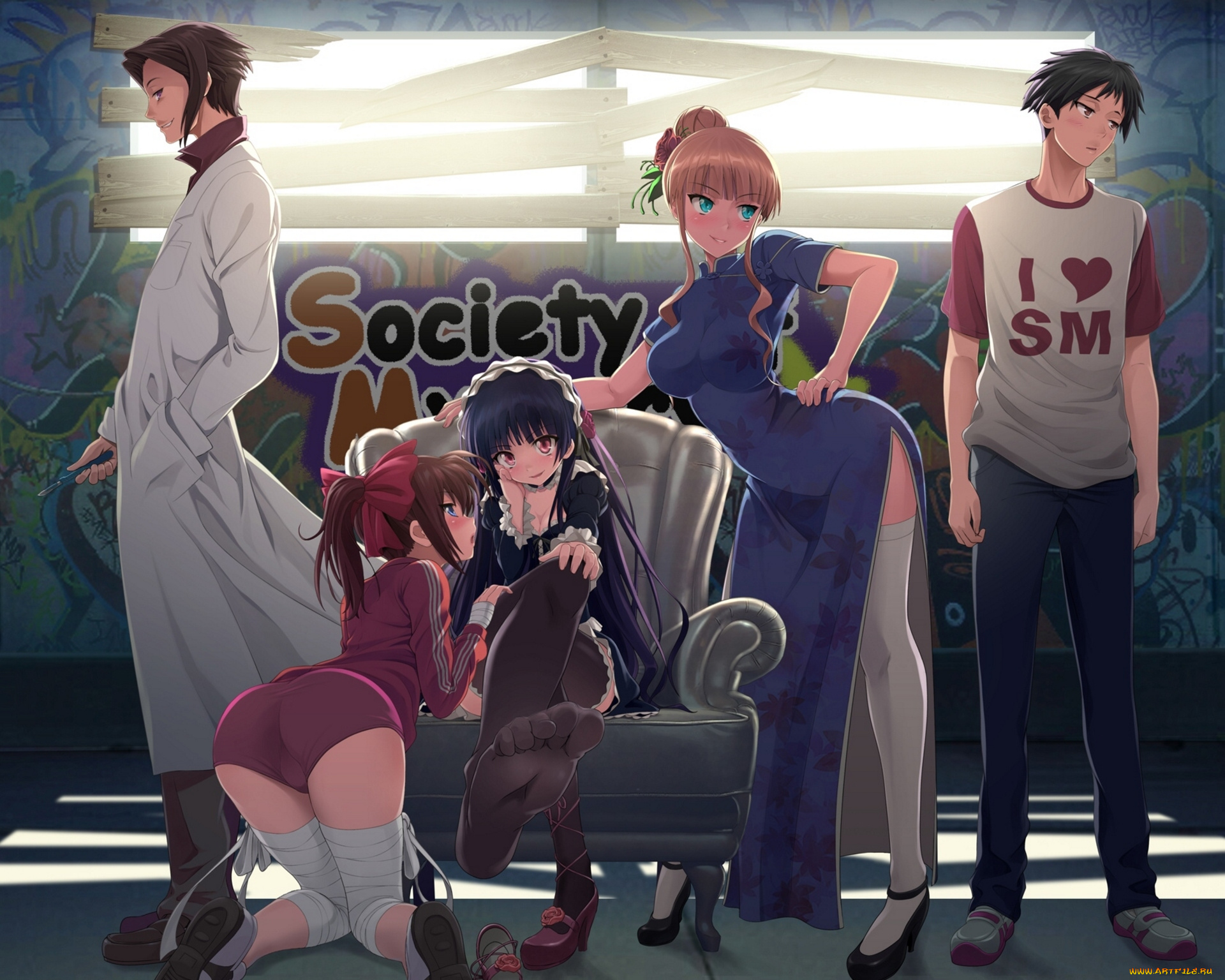 umineko, no, naku, koro, ni, аниме, девушки, парни, кресло, чулки