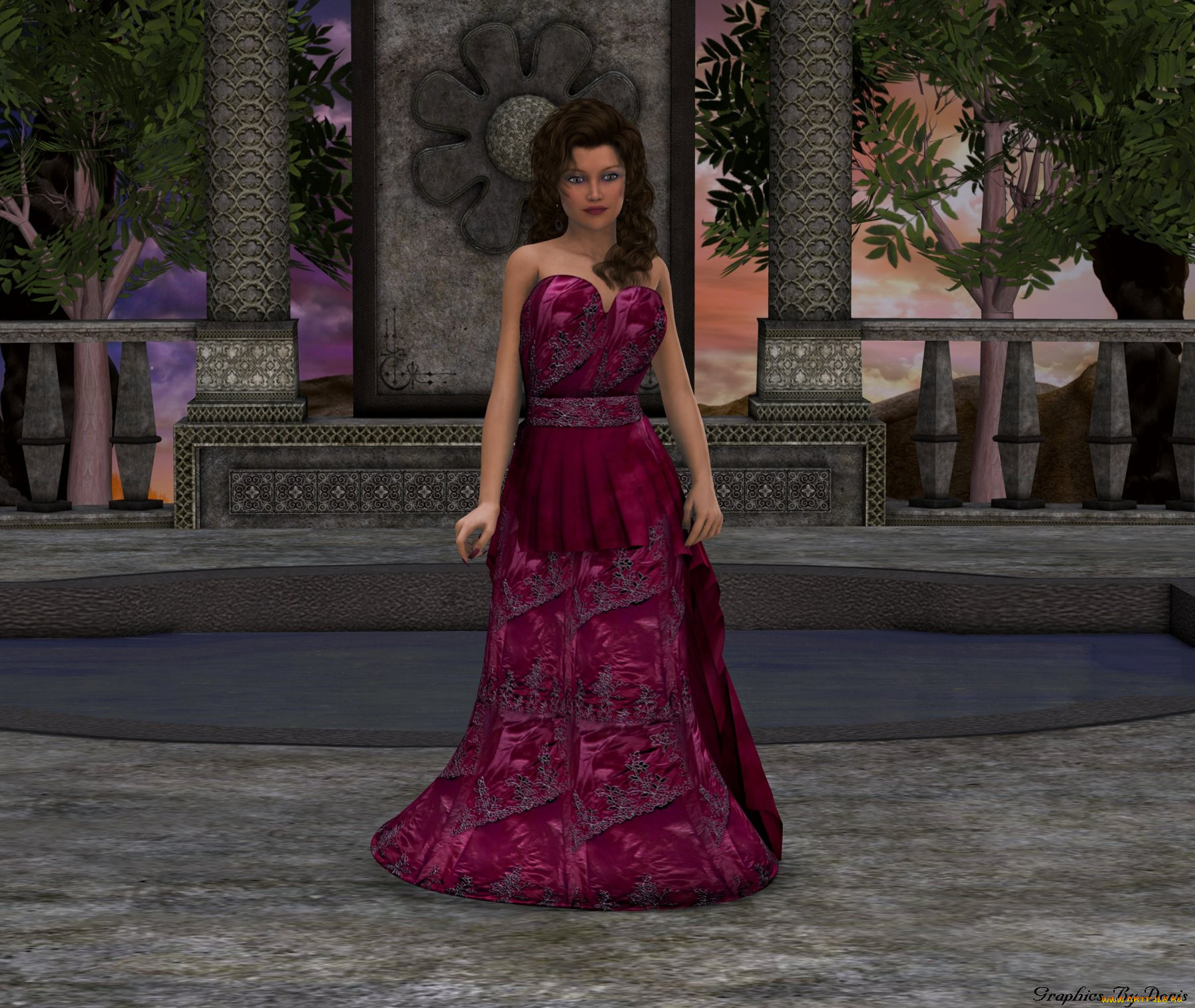 3д, графика, people, люди, платье, девушка