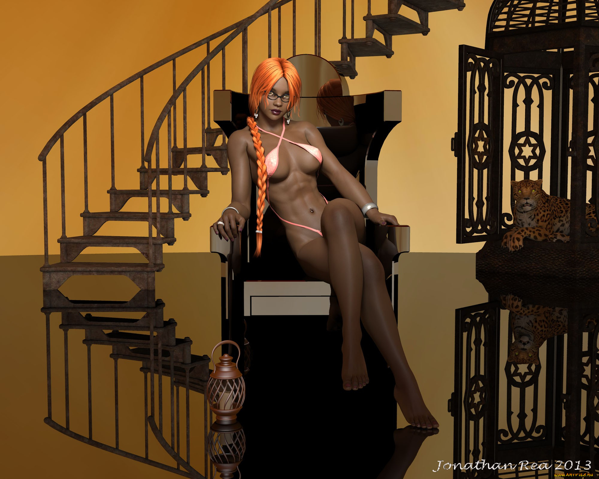 3д, графика, people, люди, лесница, девушка