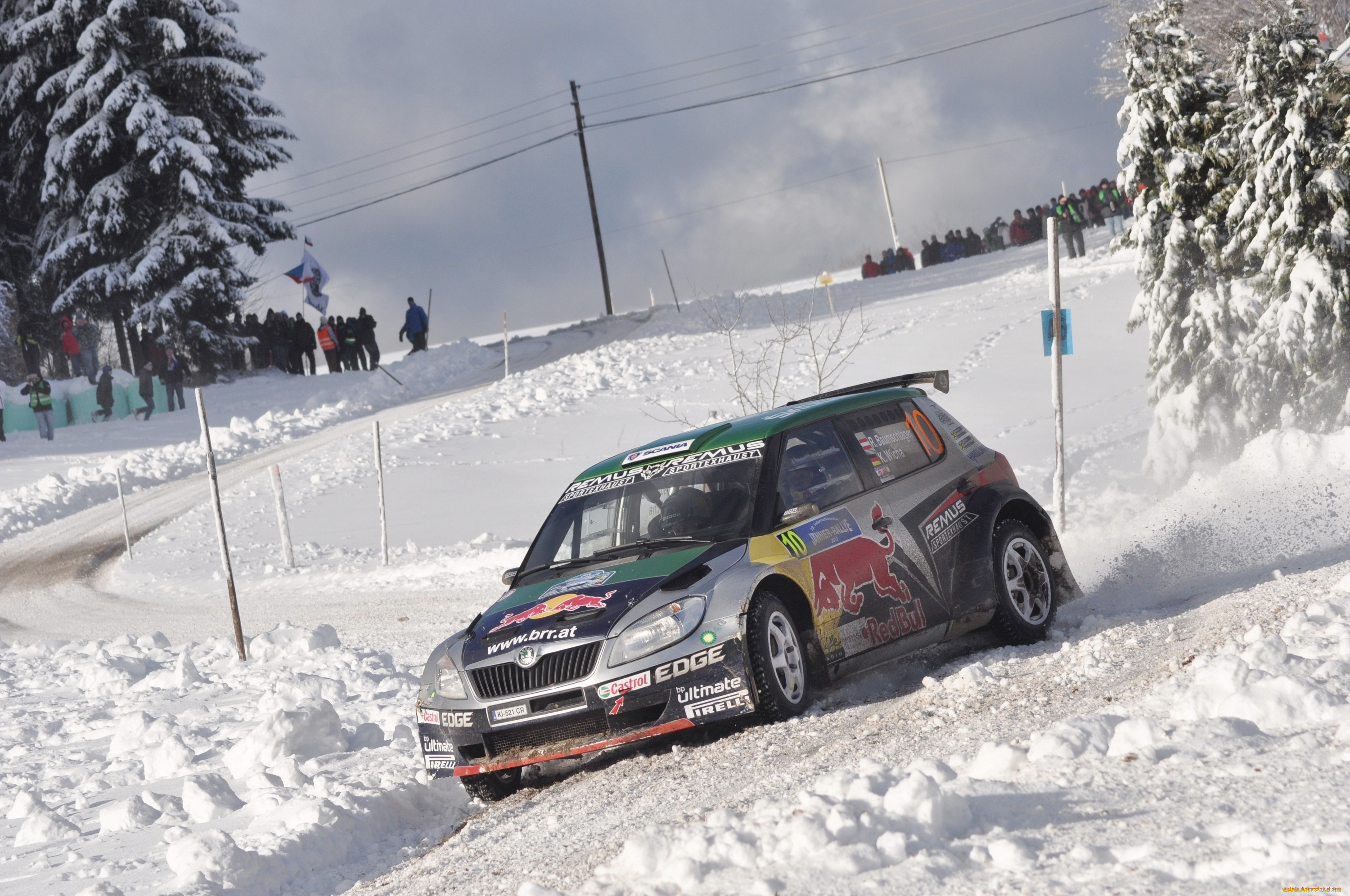 спорт, авторалли, люди, гонка, снег, зима, ралли, skoda, fabia, rally, передок