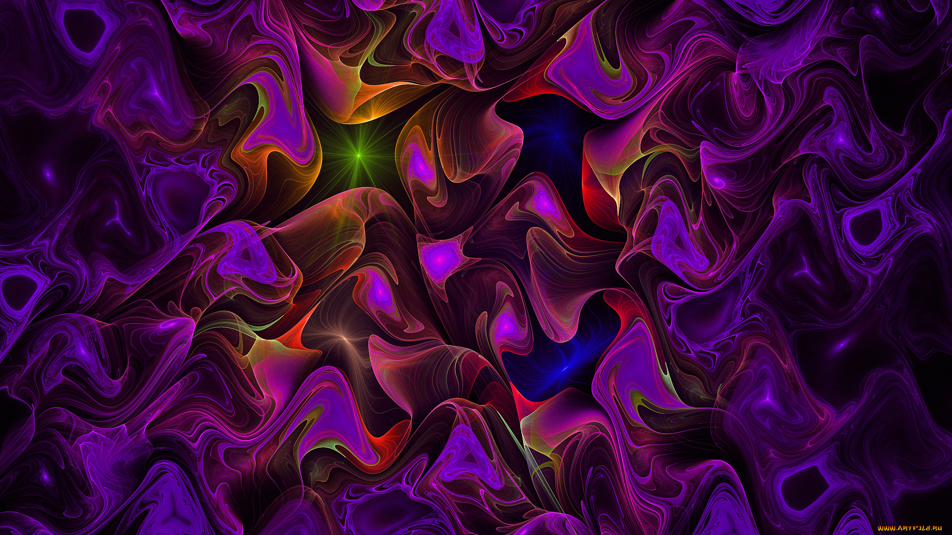 3д, графика, abstract, , абстракции, цвет, свет, волны, звезды