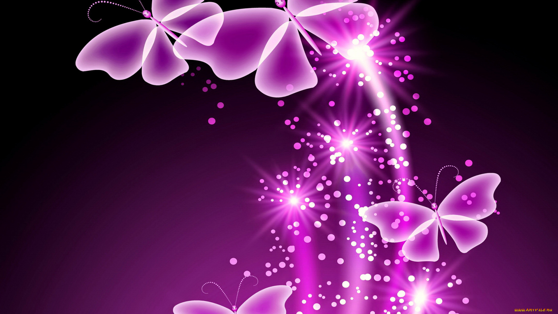 3д, графика, animals, , животные, неон, бабочки, фон